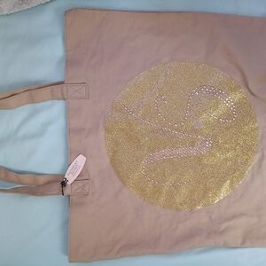 Victoria's Secret Beige Tote with Gold Design